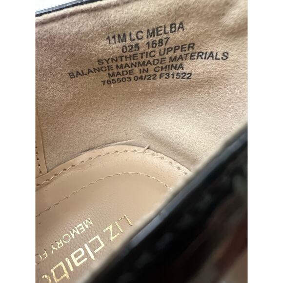 Liz Claiborne Melba Black Vegan Croc Embellished Block Heel  Slip On Pumps 11M - Picture 10 of 12